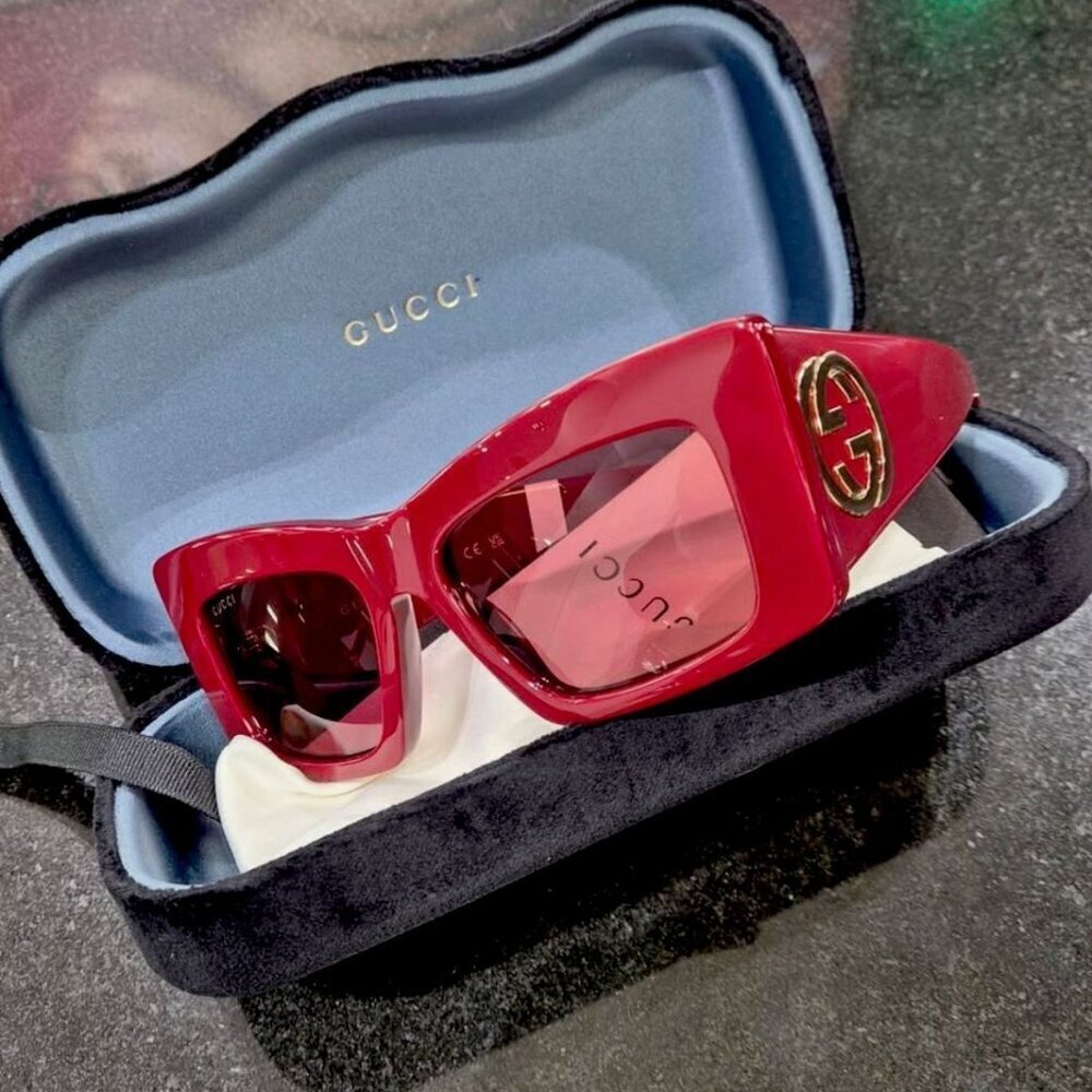 NWT Gucci GG1842S-005 Burgundy 53mm Sunglasses